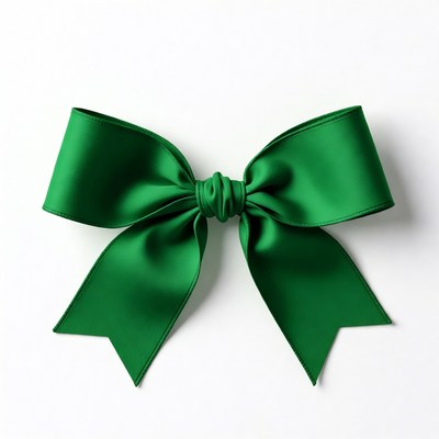 Green satin bow isolated