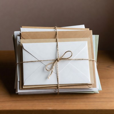 Stack of Envelopes Tied with Twine