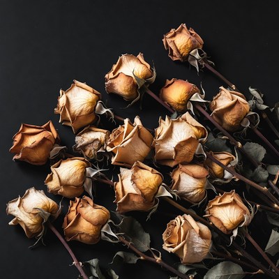 Dried Roses on Black Background