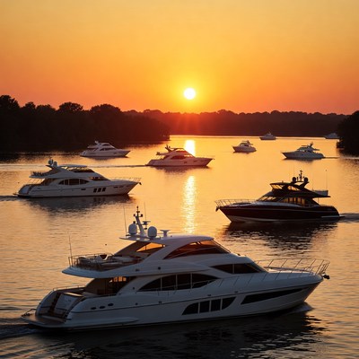 Luxury Yachts at Sunset