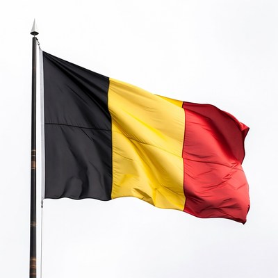 Belgian Flag Waving on Pole