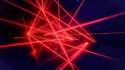 Red Laser Beams in Dark Background