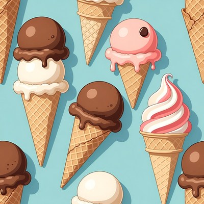Colorful Ice Cream Cones Pattern
