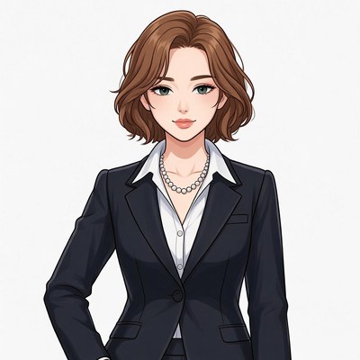 Anime woman in black business suit