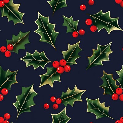 Holly Berries Seamless Pattern