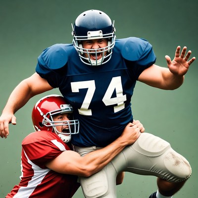 Football Players Tackling Action