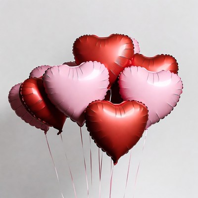 Red and Pink Heart Balloons