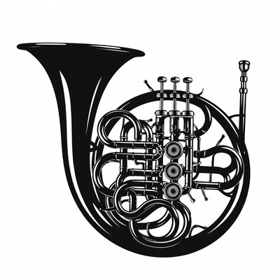 Black French Horn Illustration