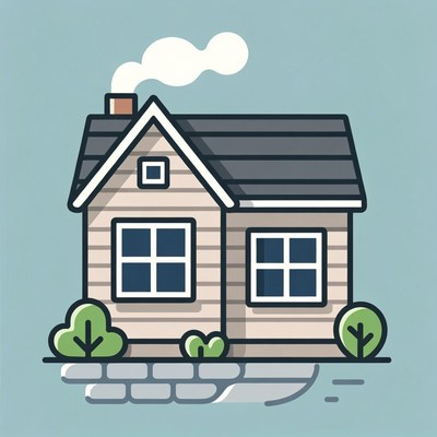 Cartoon house with chimney smoke