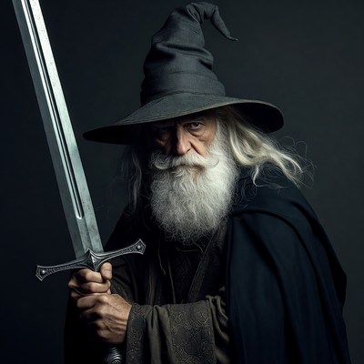 Wizard holding sword