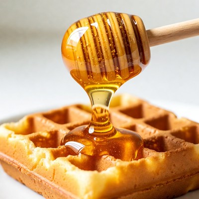 Honey Dripping on Waffle