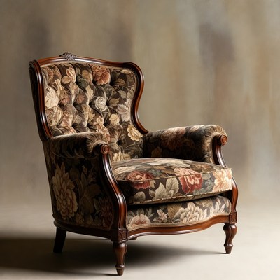 Vintage Floral Upholstered Armchair