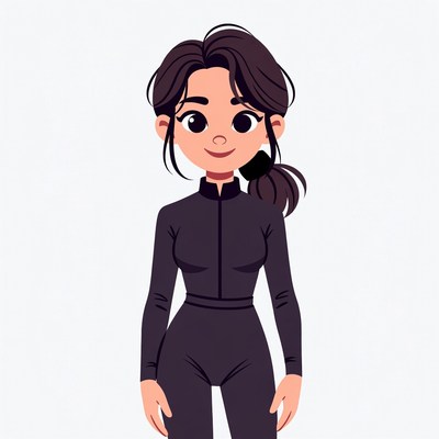 Cartoon woman in black bodysuit