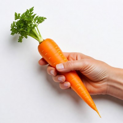 Hand holding fresh carrot