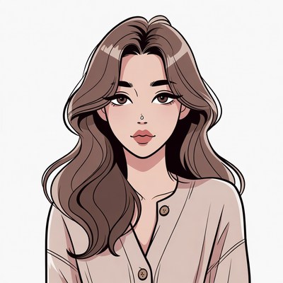 Anime girl with long brown hair