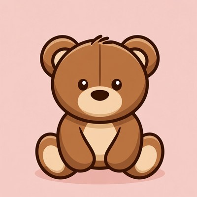Cute brown teddy bear illustration