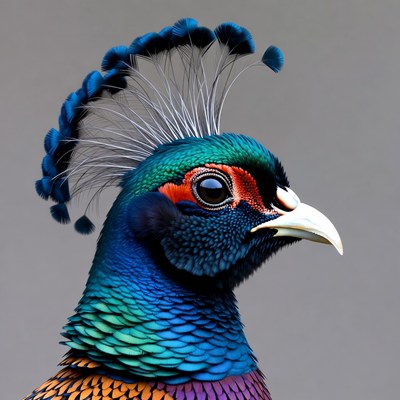 Colorful Himalayan Monal Pheasant Portrait