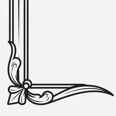 Ornate Black Line Art Frame