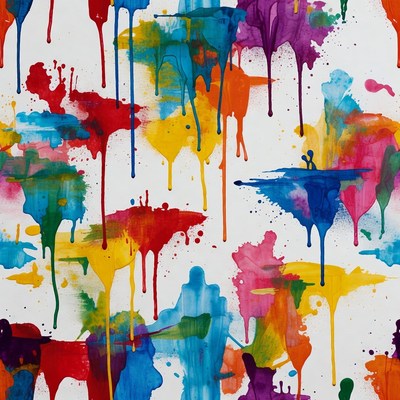 Colorful Paint Splashes on White Background