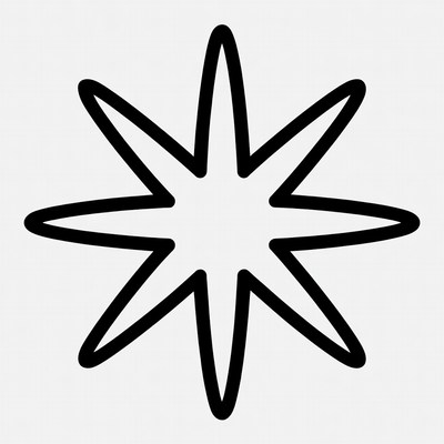 Black Outline Eight-Pointed Star