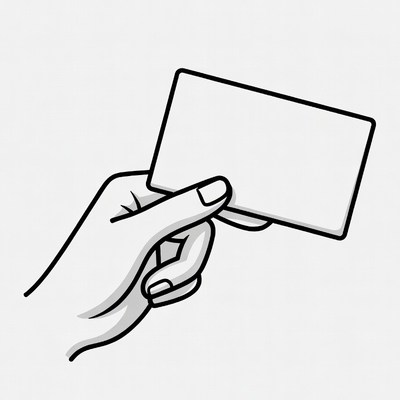 Hand holding blank card