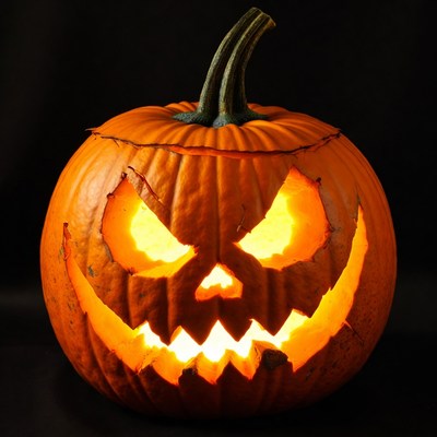 Jack-o'-lantern pumpkin on black background
