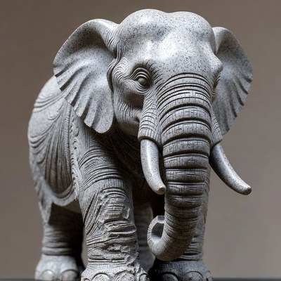 Gray stone elephant sculpture