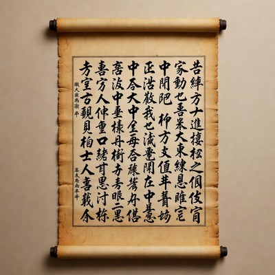 Ancient Chinese Scroll with Calligraphy