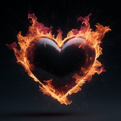 Burning Heart Flame Illustration