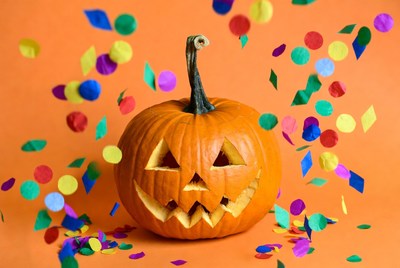 Jack-o'-lantern with colorful confetti