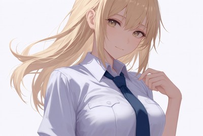 Blonde anime girl in school uniform