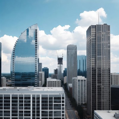 Modern skyscrapers in city skyline