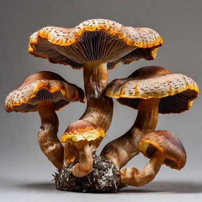 Cluster of Orange Brown Mushrooms