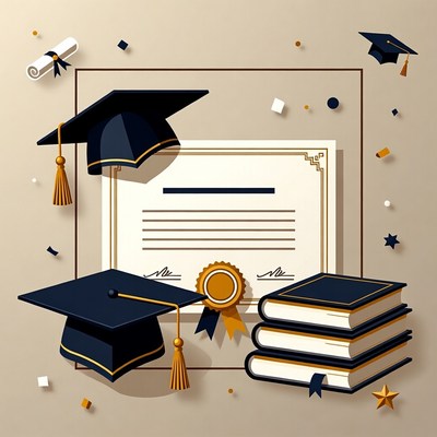 Graduation Cap Diploma Books Illustration