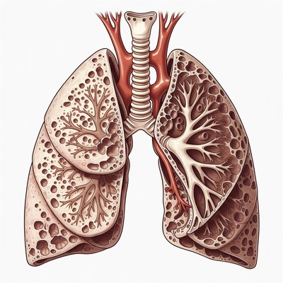 Detailed Human Lungs Anatomy Illustration