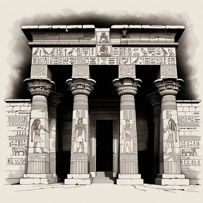 Ancient Egyptian Temple Illustration
