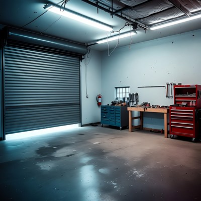 Empty Industrial Garage Workshop
