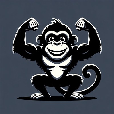 Muscular monkey flexing muscles