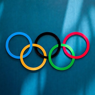 Olympic Rings on Blue Background
