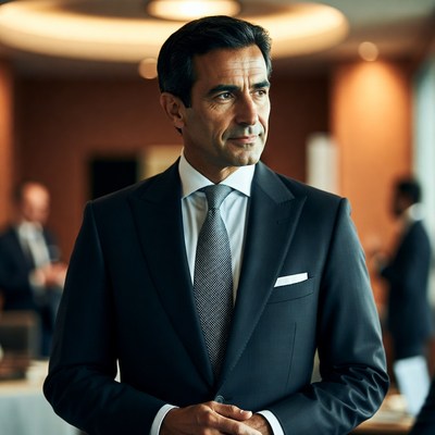 Man in suit at business event