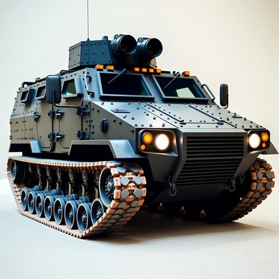Black armored military tank vehicle