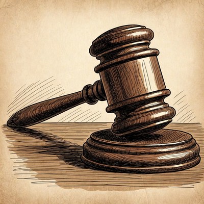 Wooden Gavel on Table