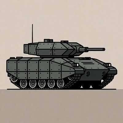 Line art military tank