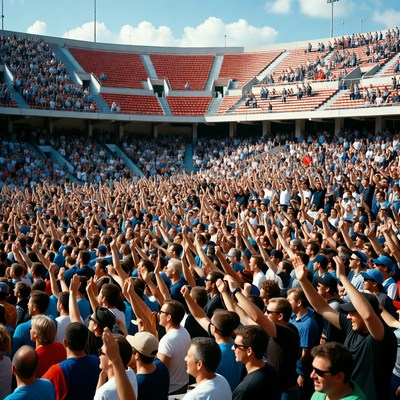 Crowd cheering in stadium