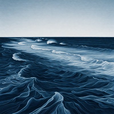 Ocean Waves Crashing at Horizon