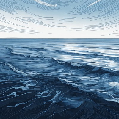 Ocean Waves Under Cloudy Sky