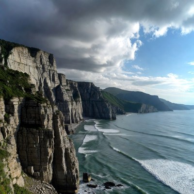 Dramatic Cliffs Overlooking Ocean Waves