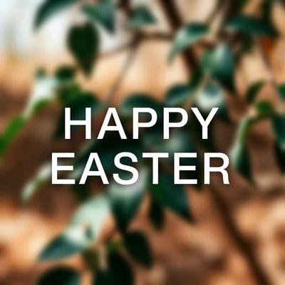 Happy Easter Text with Leaves