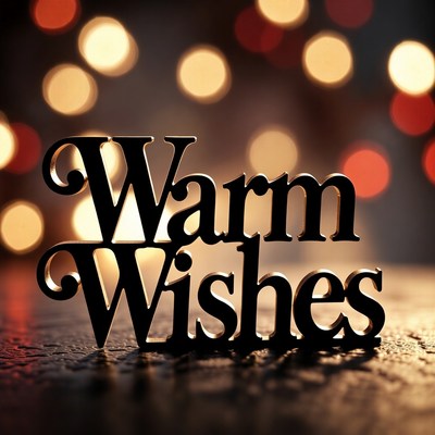 Warm Wishes text with bokeh lights