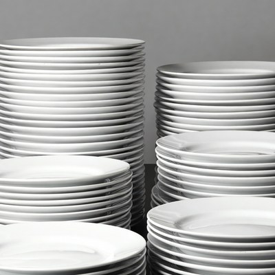 Stacks of White Plates